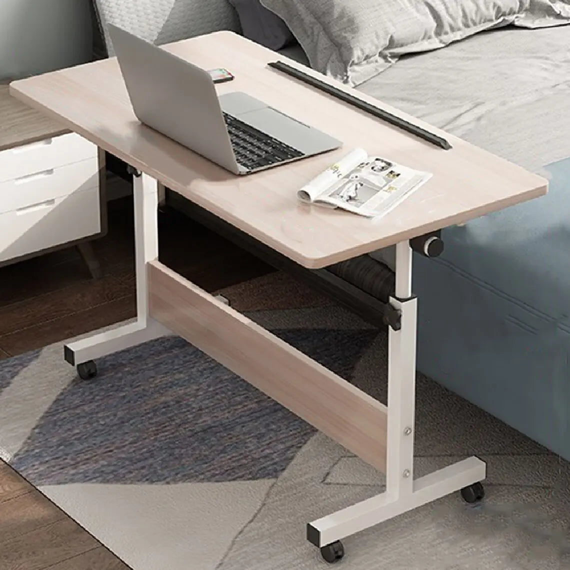 Rolling Desk Adjustable Height Portable Laptop Cart Small