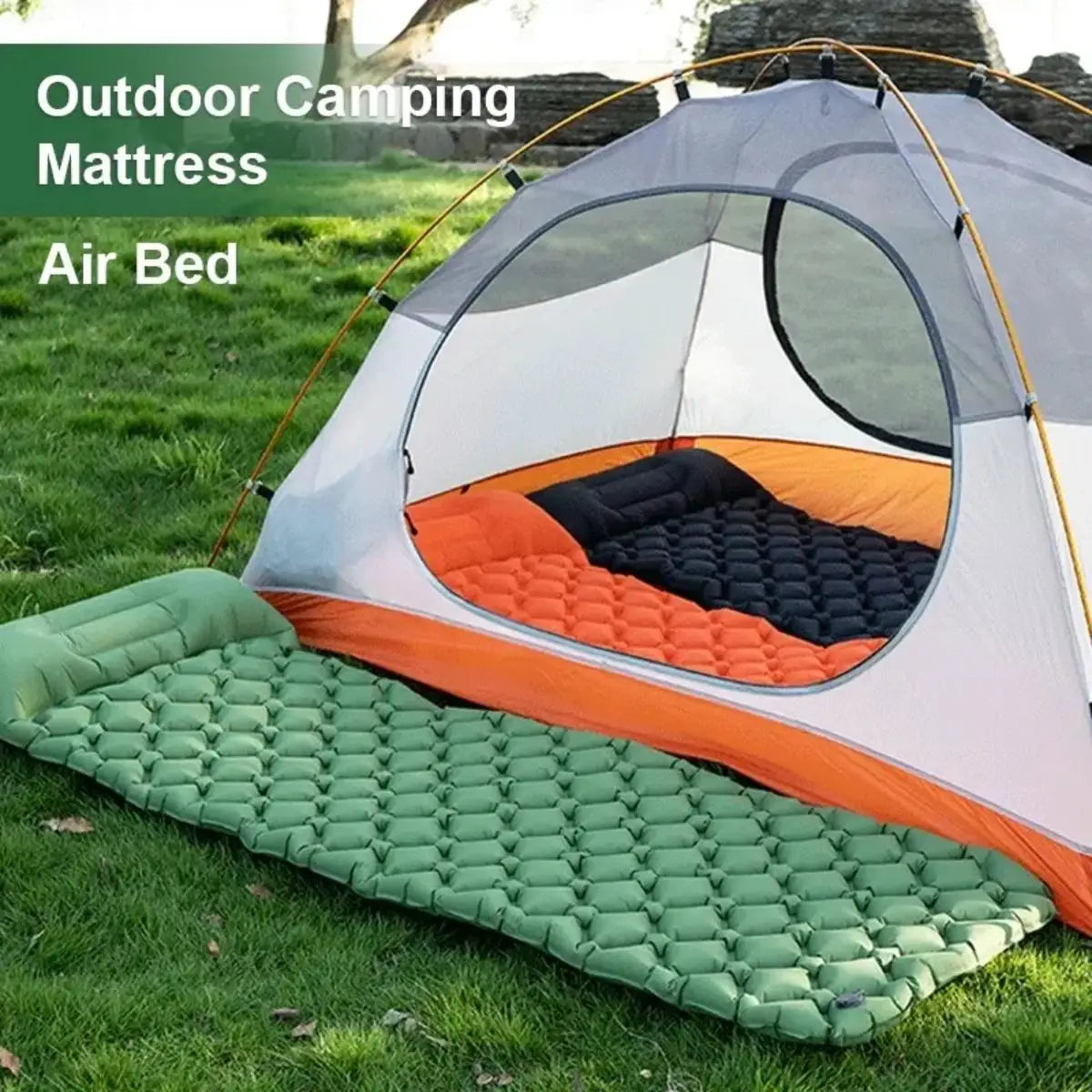 Outdoor camping sleeping mat, ultra-lightweight and portable, foldable inflatable mattress