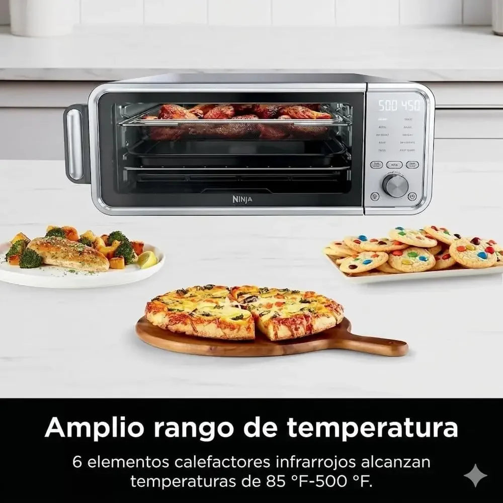 10-in-1 Digital Air Fryer Oven with Large Capacity, Space-Saving Lid, Stainless Steel, Temperature Control, 17-Qt, 1800W, Up to