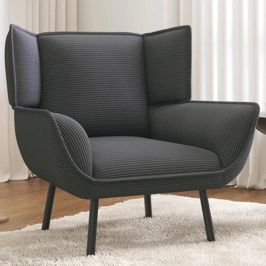 Accent Chair- Upholstered Living Room Chairs with High Wingback, Grey Reading Armchair for Bedroom, Customized