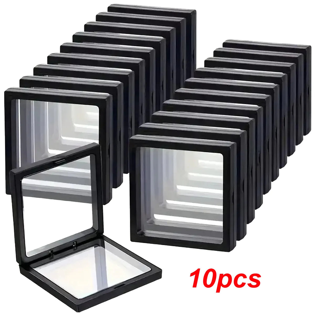 Ten Piece Transparent Floating Jewelry Display Box For Storage