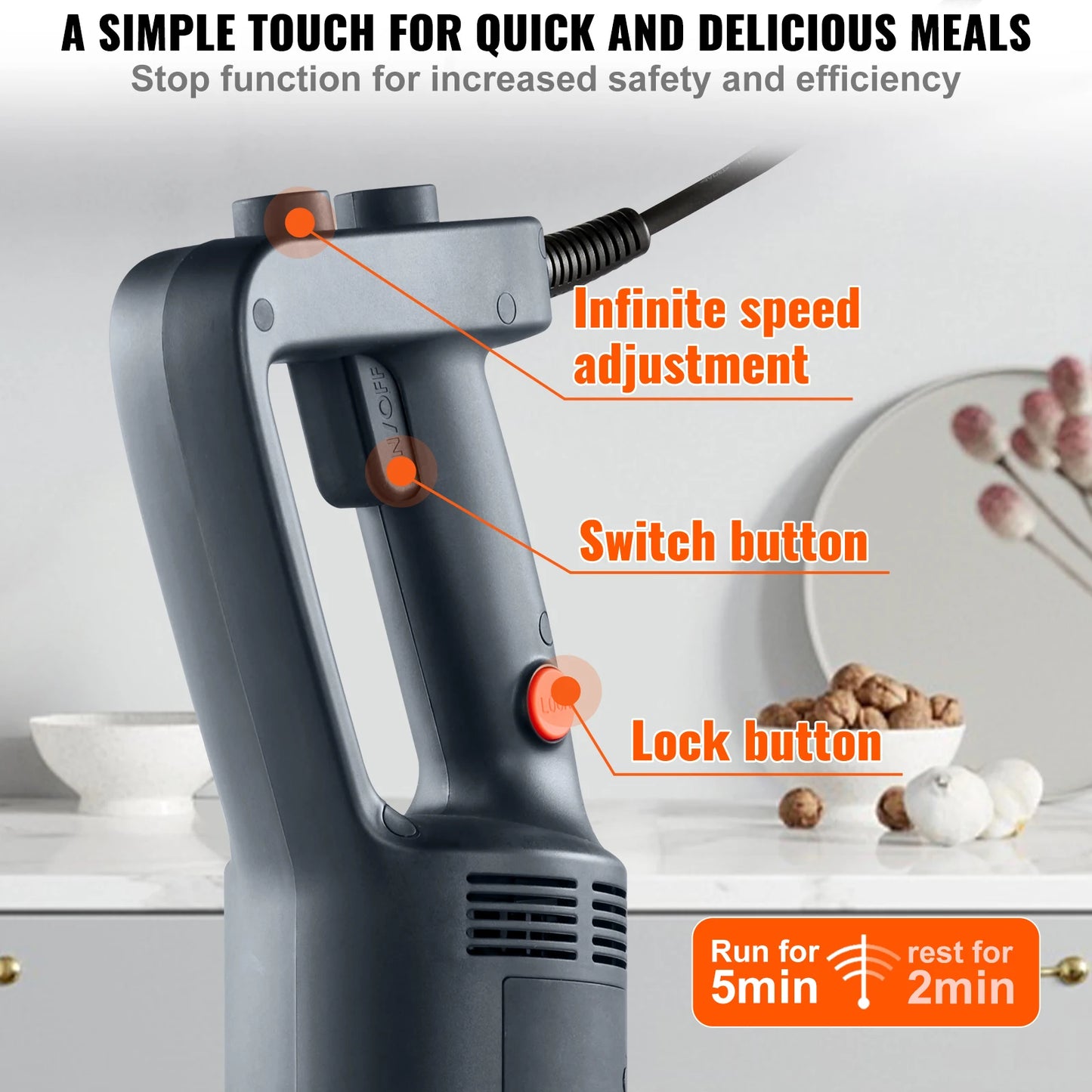 SucceBuy 16" Commercial Immersion Blender Heavy Duty Hand Mixer Multi-Purpose Portable Mixer for Soup Smoothie Puree Baby Food