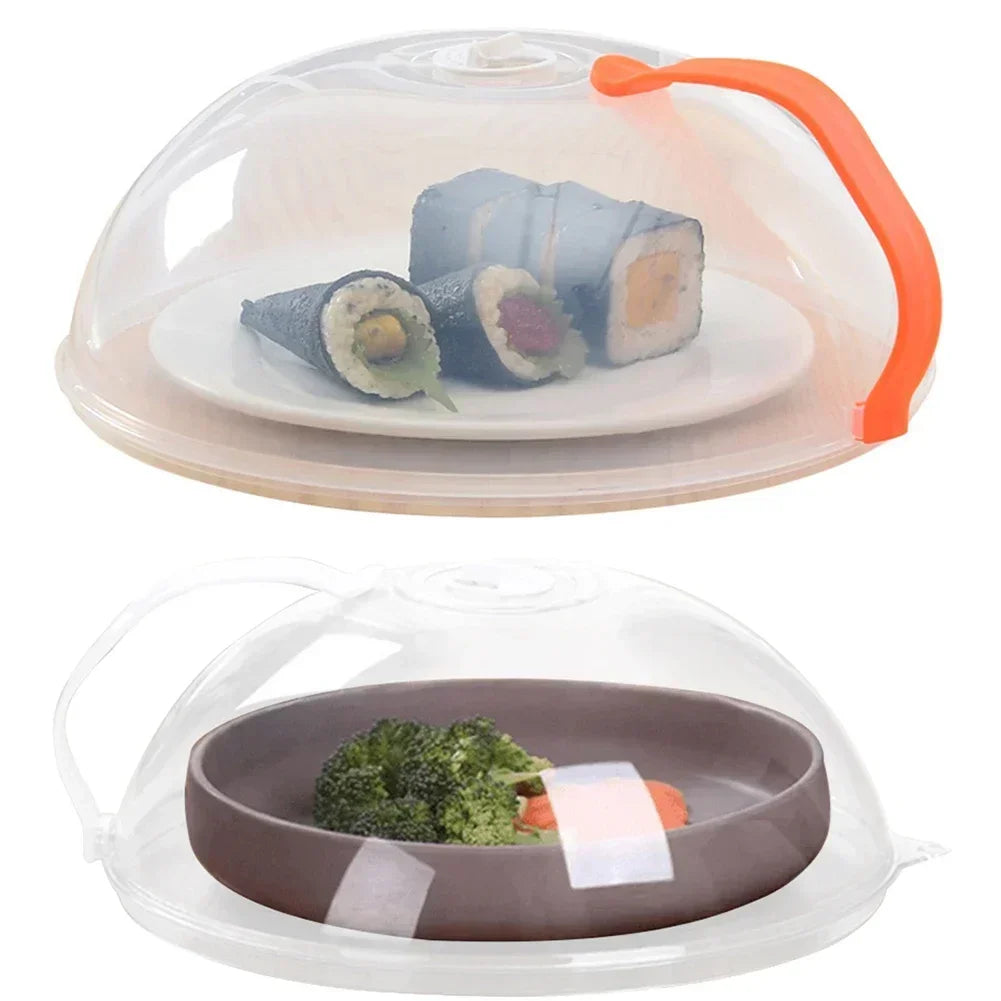 Microwave Food Splash Guard High Temperature Resistant Food Heating Cover with Steam Vent and Handle Transparent Plate Cover