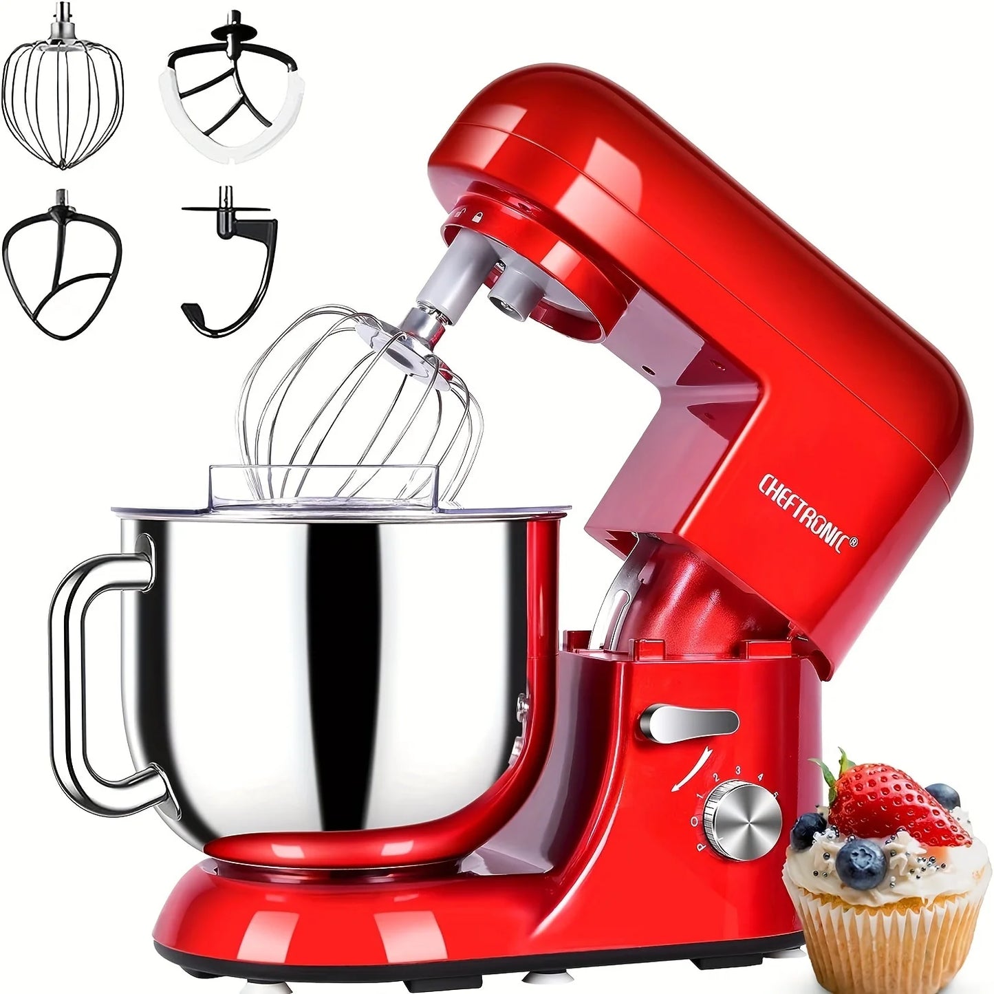 Cheftronic Stand Mixer With Tilt Head And Attachments