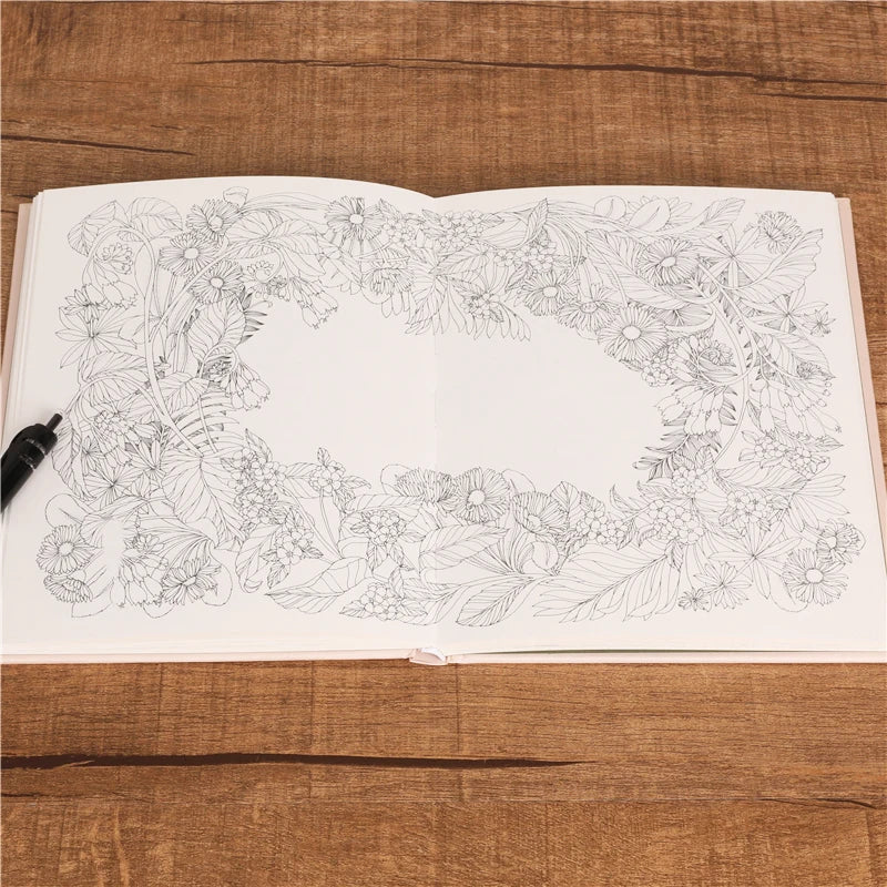 The Flower Year Colouring Book 104 Pages 23.5*18.cm Adult Kids Painting Coloring Graffiti Art Libro Hard Cover