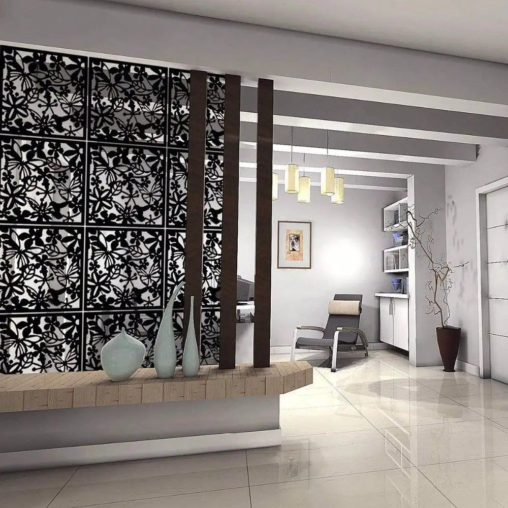 Room Divider Decorative Thick Wall Screen Panels Floral Carving Pattern Hollow Out Design For Bedroom Living Dining Room Kitche