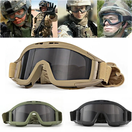 Tactical Goggles Mountaineering Sunglasses Windproof Sand Control Motocross Motorcycle CS Glasses 3 Color Lenses Replaceable