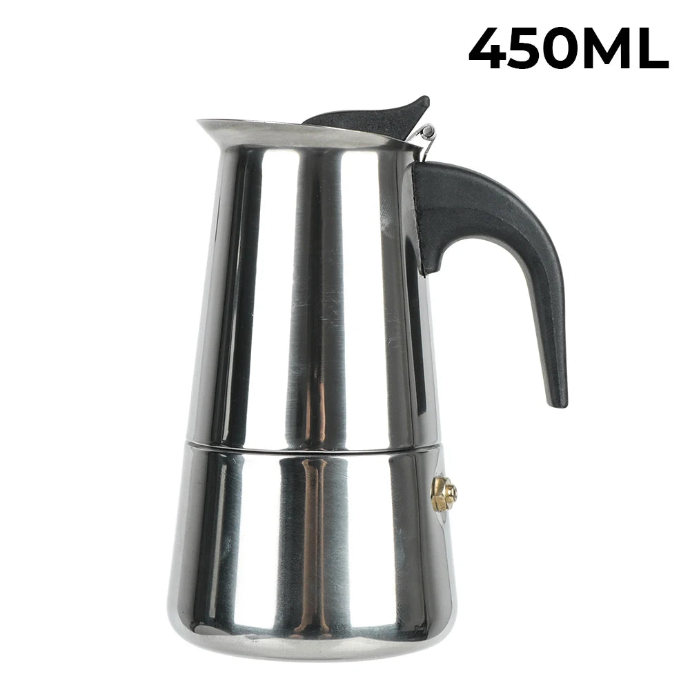 Retro Italian Moka Pot Coffee Maker Stainless Steel Portable