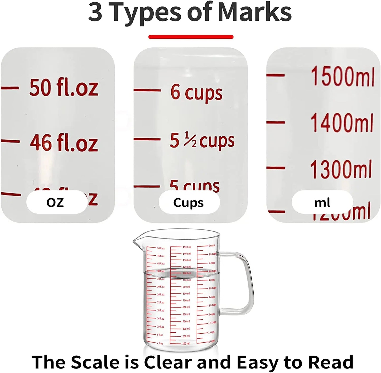 Borosilicate Glass Measuring Cup With Scale For Kitchen