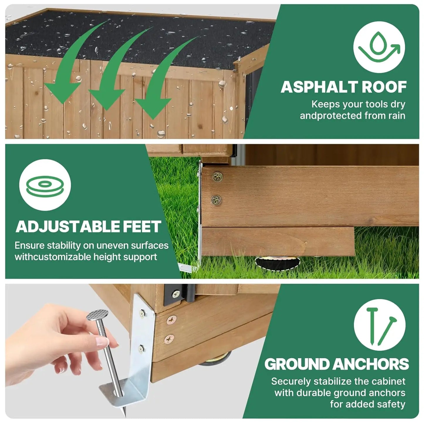Metal Garden Storage Cabinet Weather-Resistant Lockable 3 Shelves Adjustable Patio 32x15.5x66, Custom