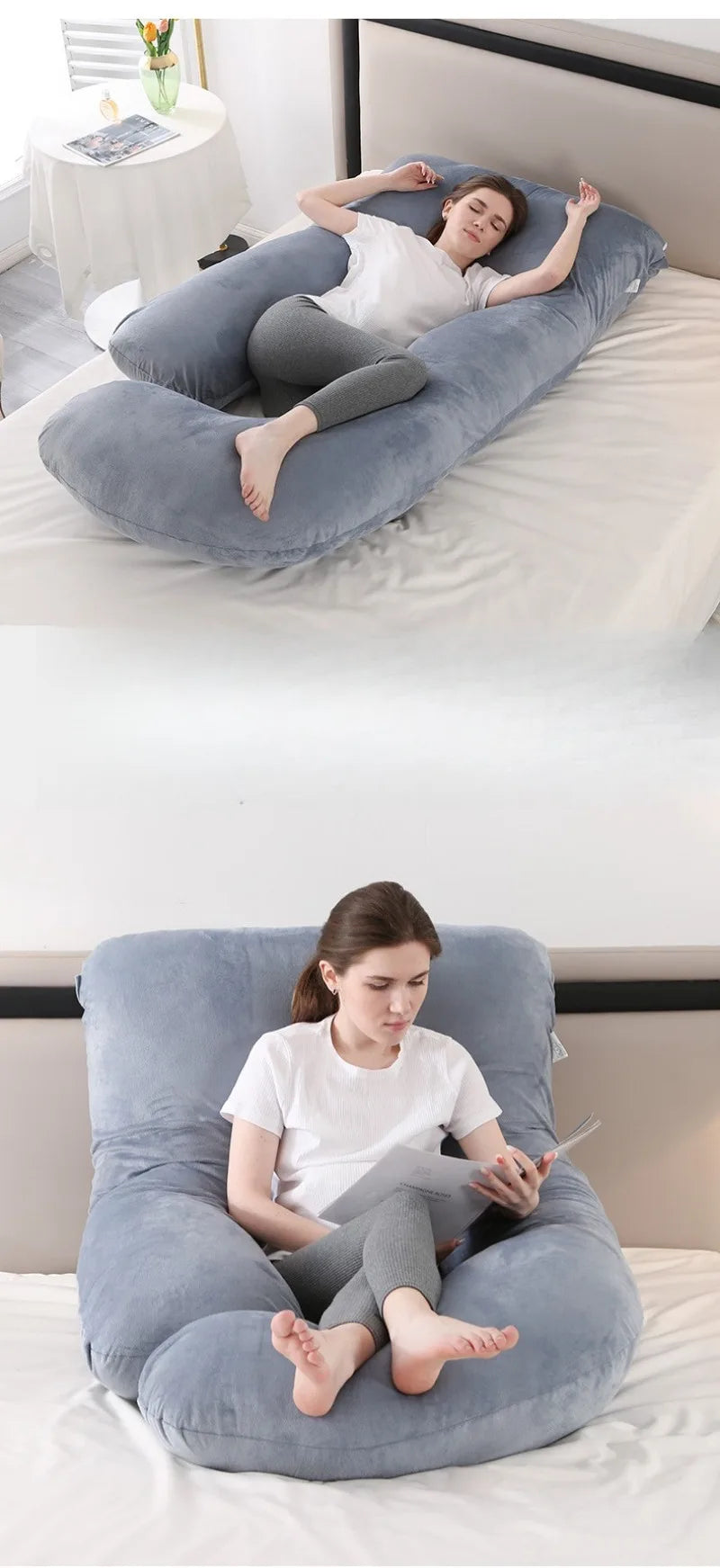 Pregnancy Pillow G Type Maternity Side Sleeper Pillow Waist Belly Support Pillow Removable Cover for Pregnant Women