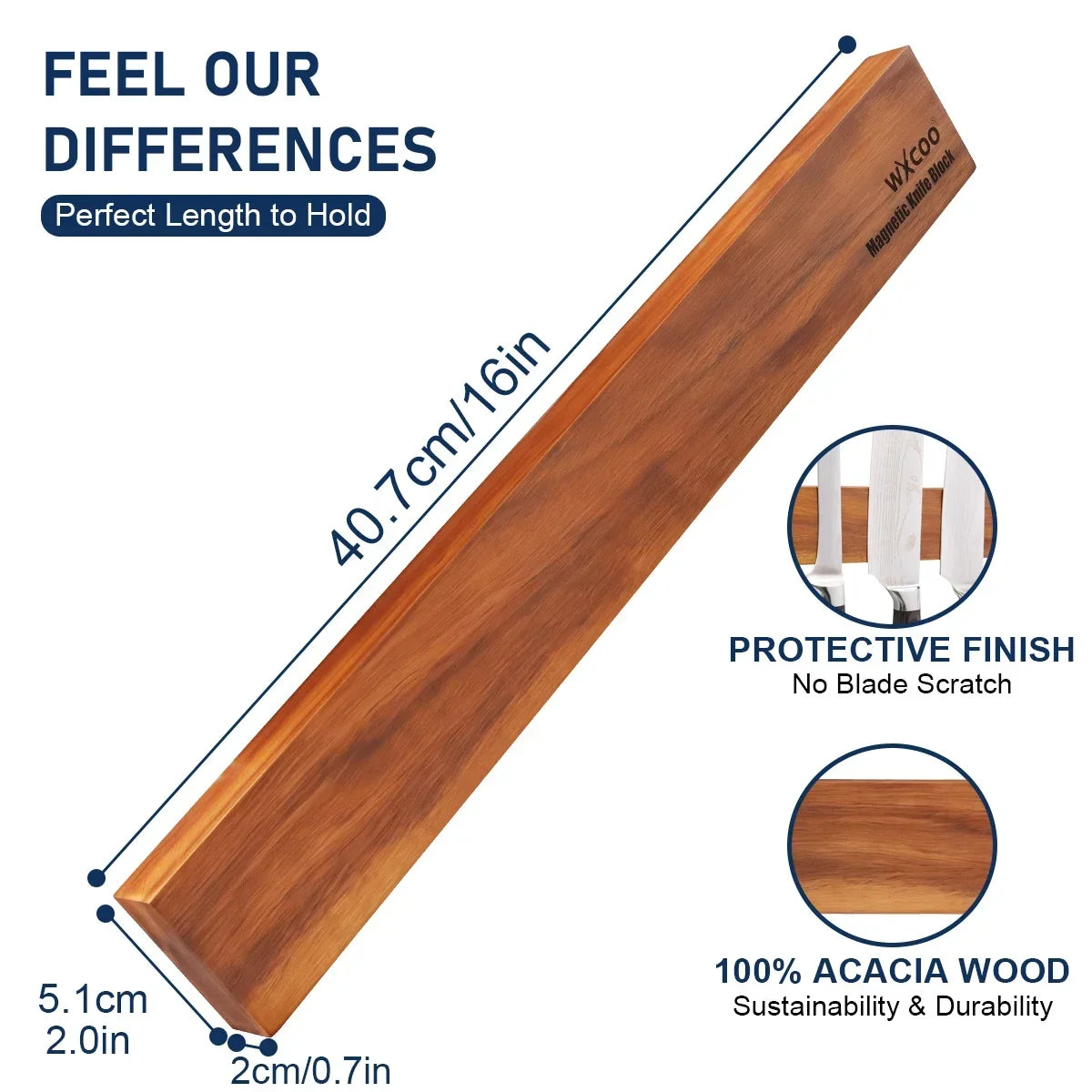 Magnetic Knife Holder Wall Mount Wood Strip For Utensils