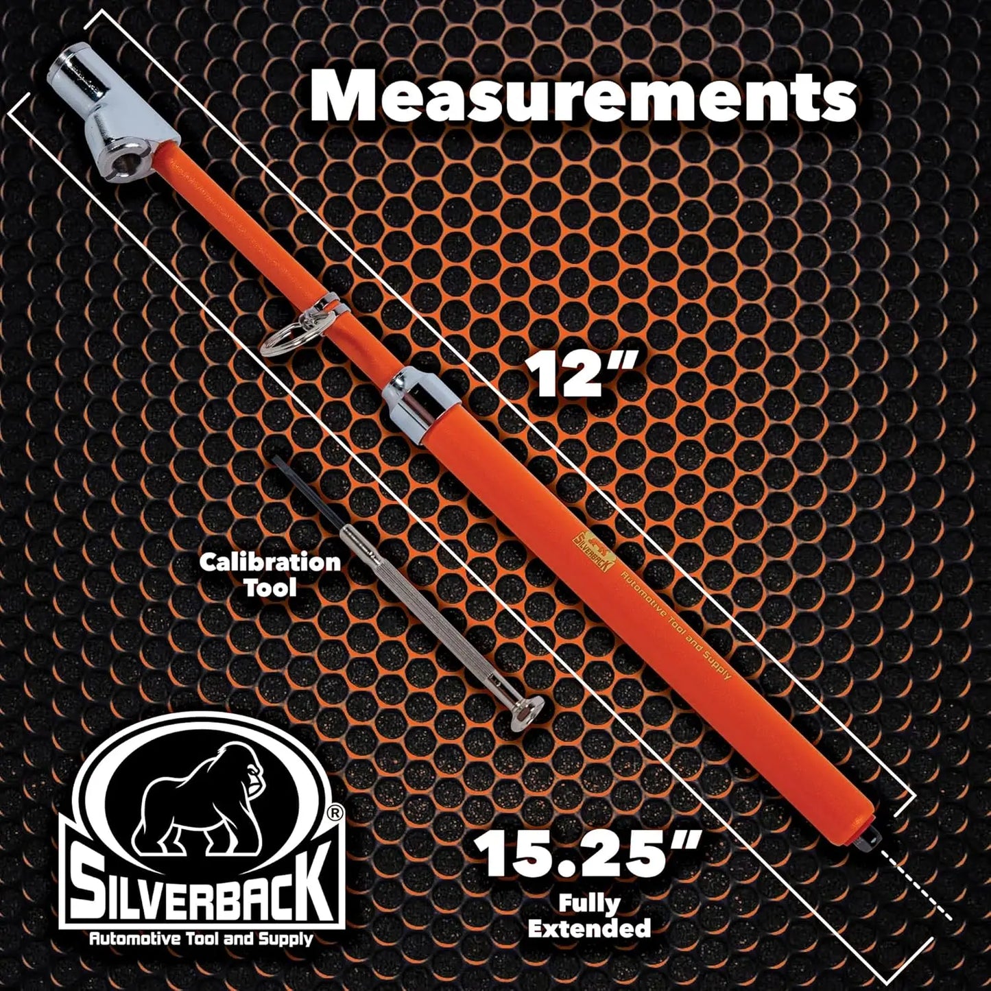 Silverback Hi-Visibility Orange Dual Foot Truck Tire Pressure Gauge, 10-150 PSI, Recalibratable, Heavy Duty Metal Bar