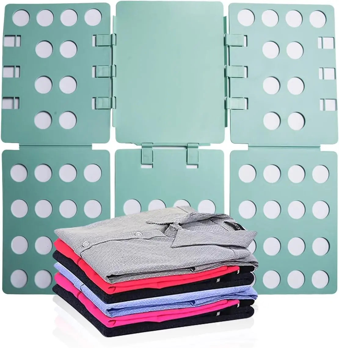 T Shirt Folding Board for Quick Clothes Organizing with Durable Plastic, Easy Fold for Kids and Adults (Green)