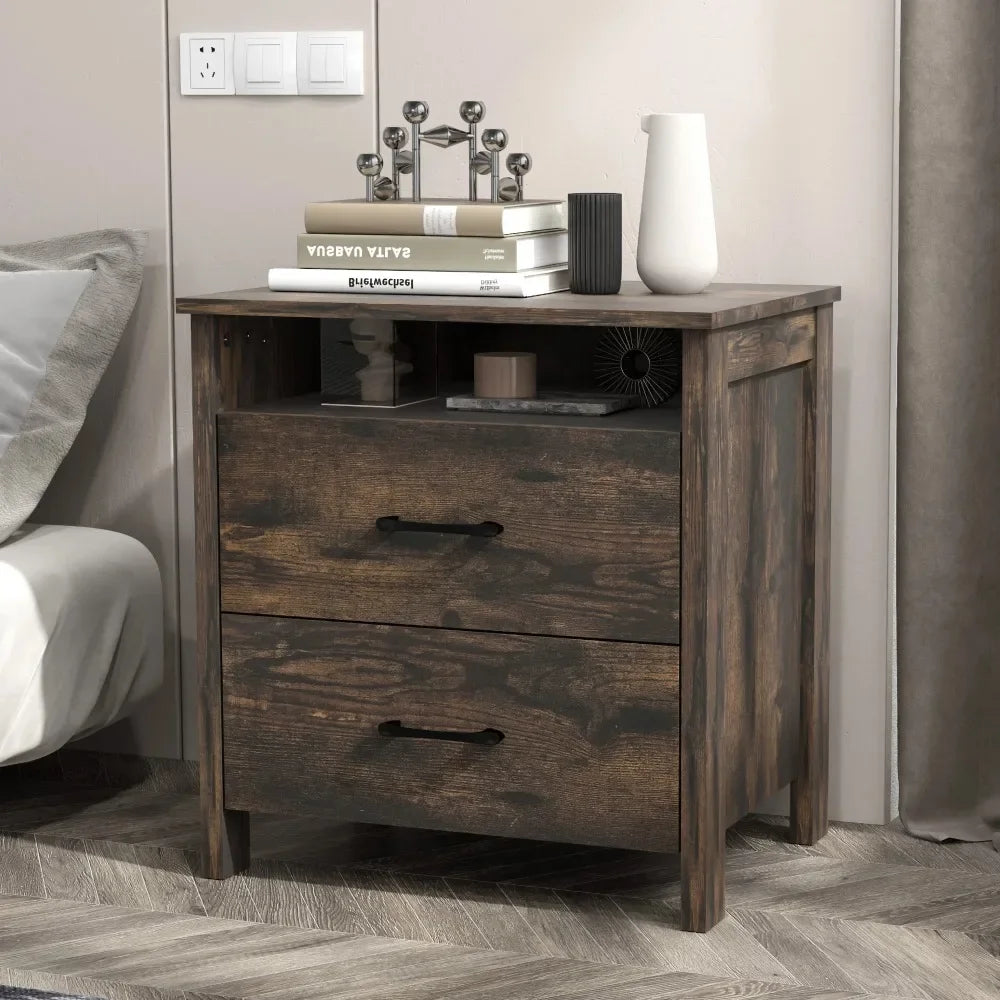 Modern Farmhouse Nightstand Set of 2 Rustic End Tables