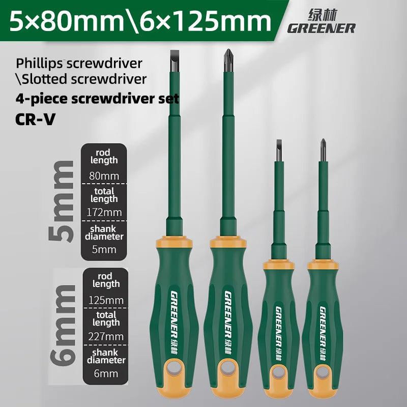 GREENERY Insulated Electrician Screwdriver Current-Isolate Phillips Flat Driver Magnetic Slotted Cross Screwdrivers for Repair