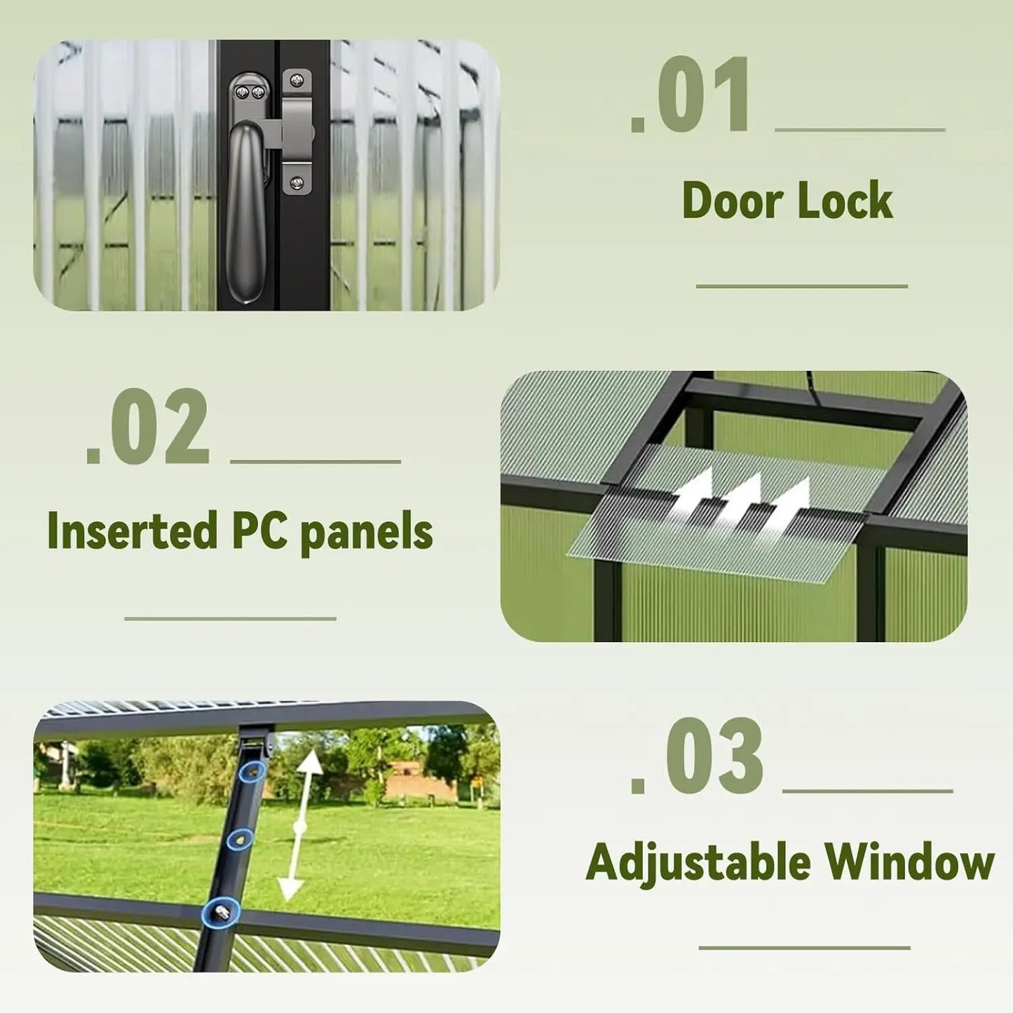 8x14 FT Outdoor Greenhouse – Heavy-Duty Aluminum Frame, Polycarbonate Panels, Easy Assembly for Backyard Garden. Customized