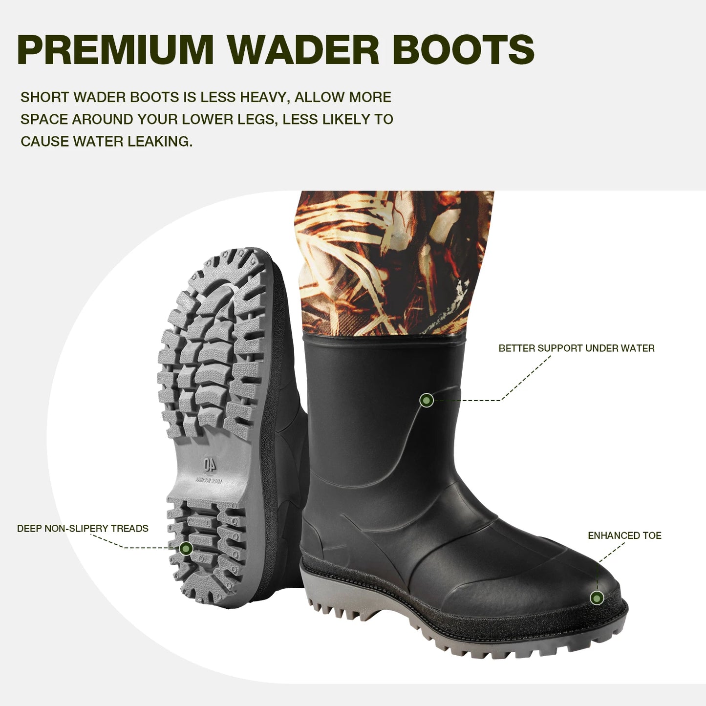 Camouflage Dead Leaf Pattern Adult Waders Breathable Lightweight Fishing Hunting Waders for Men Women Outdoor Activities