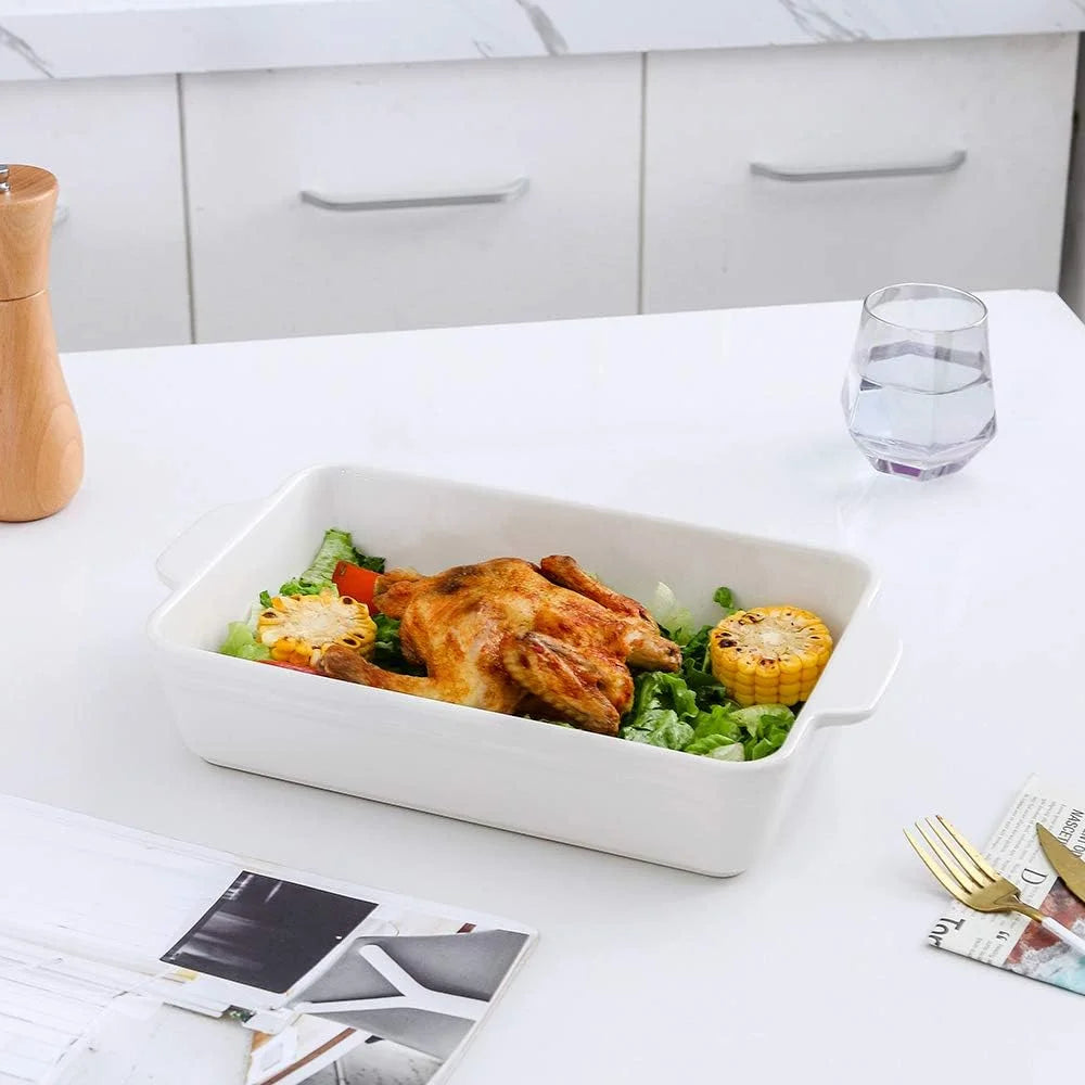 Ceramic Baking Dish Set Rectangular Casserole Dish Set Lasagna Pan Baking Pans Set for Cooking Cake Dinner Kitchen 3 Piece