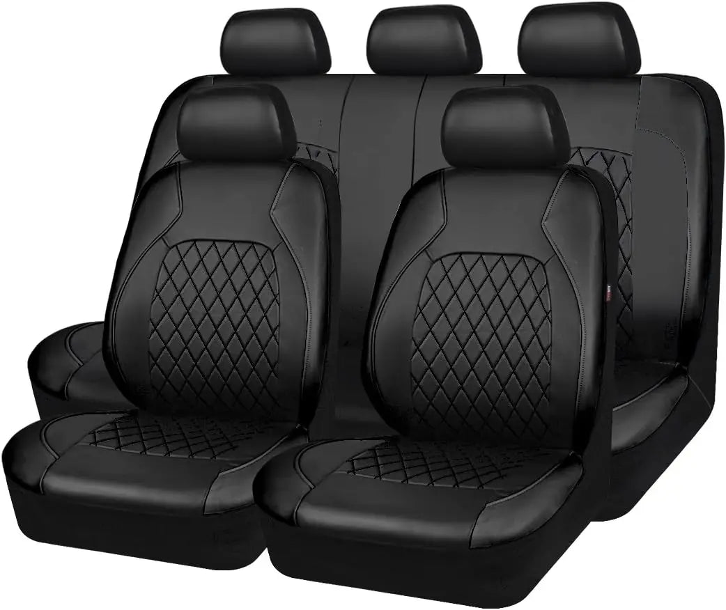 Premium Faux Leather Car Seat Covers Full Set, Airbag Compatible, Universal Fit for Cars Trucks SUVs