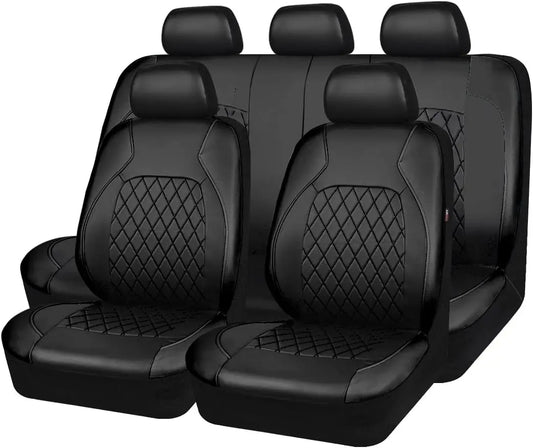 Premium Faux Leather Car Seat Covers Full Set, Airbag Compatible, Universal Fit for Cars Trucks SUVs