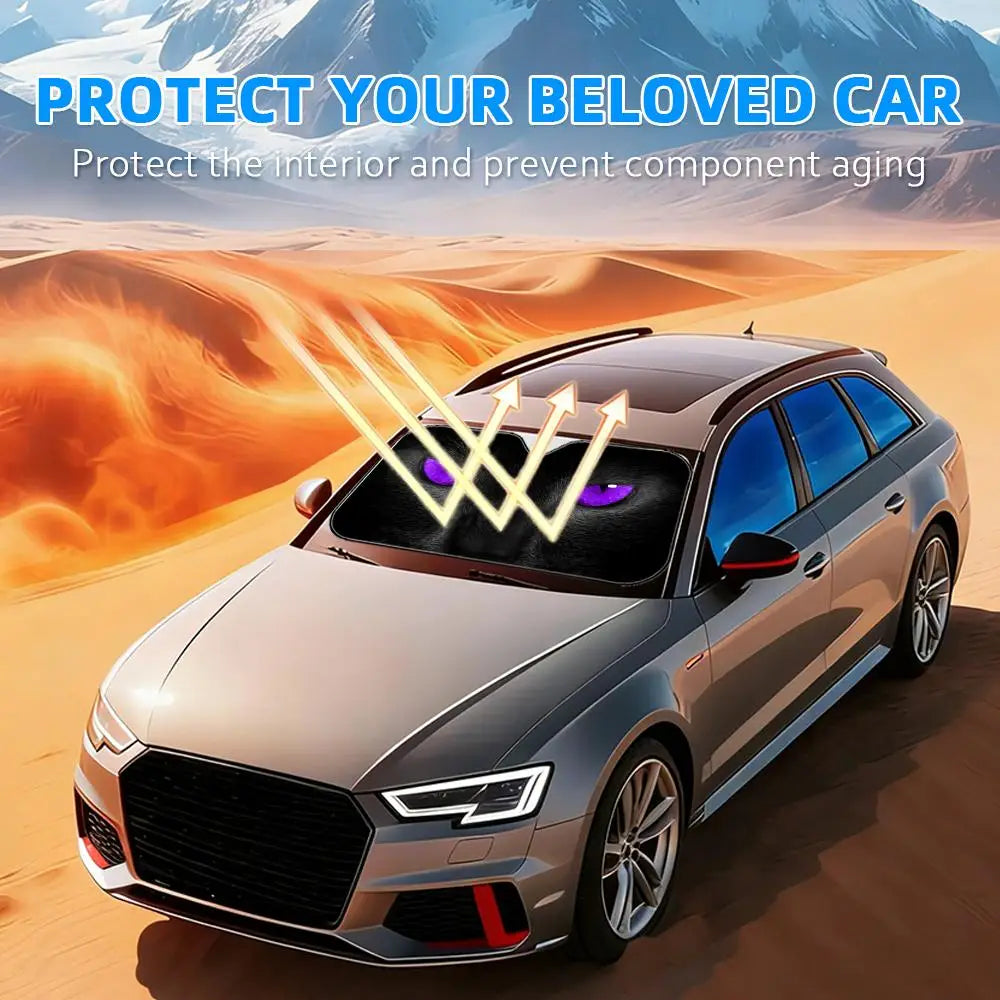 Black Cat Eye Sun Visor Car Windshield Sun Shade UV Protection Heat Insulation Cover Universal  Sun Protector