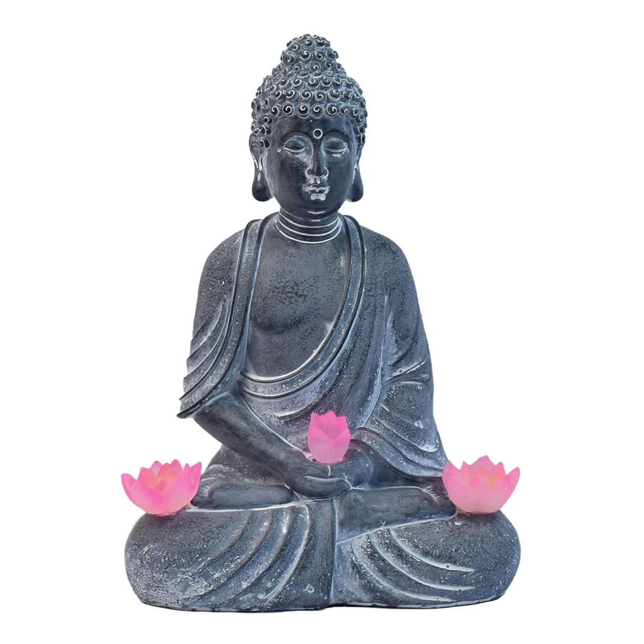 Buddha Figurines, Chinese-style Zen Garden Statues Solar-powered Garden Lights Horticultural Landscape Decorations Resin