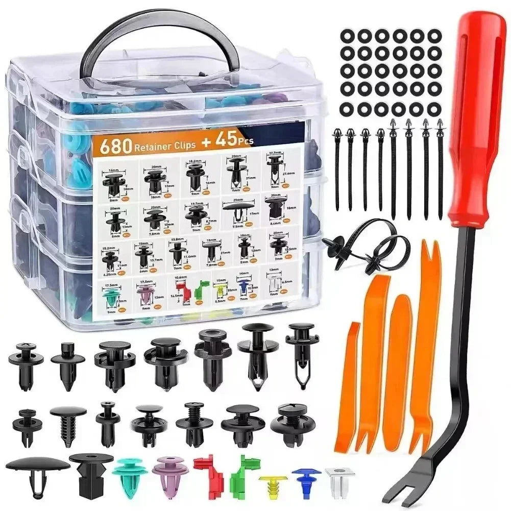 800Pcs-100pcs Car Plastic Retainer Clips Set Auto Fender Push Pin Rivet Door Trim Panel Retainer Car Bumper Fasteners Clips Tool