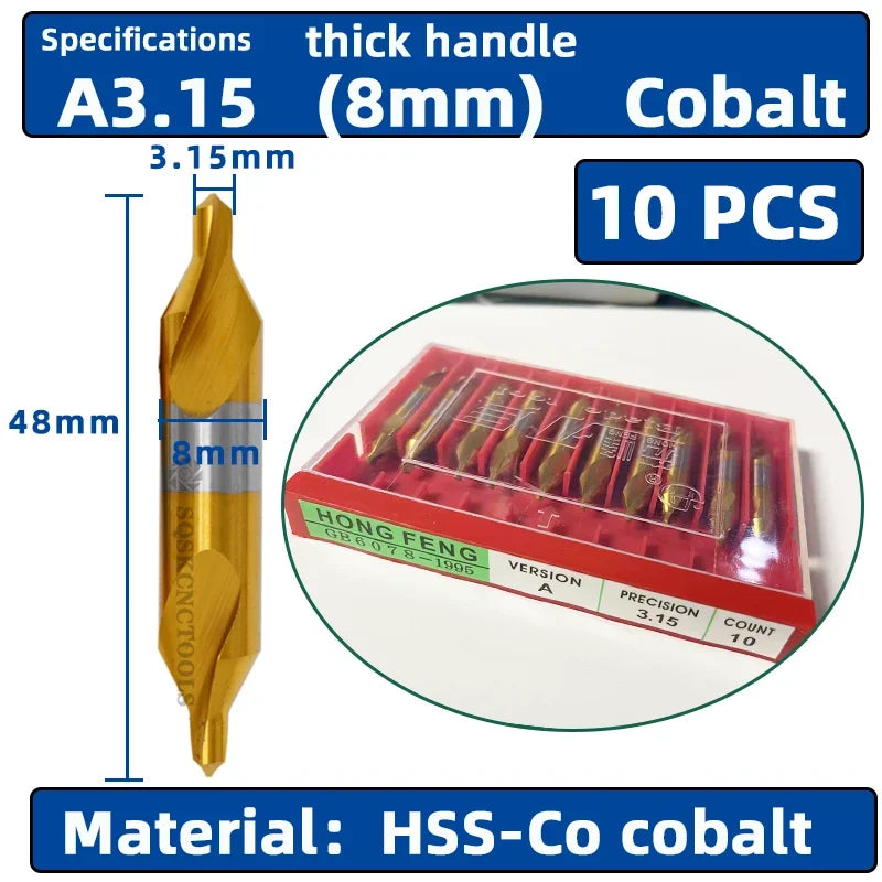 HSS Combined Center Drills Ti-Coated 60 Degree Countersinks Angle Bit Set 6pcs 1.0-5mm Metal Centering Dril Bit Lathe W6542 M35