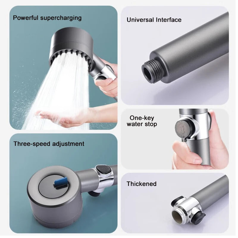 Three Modes High Pressure Shower Head With Portable Filter