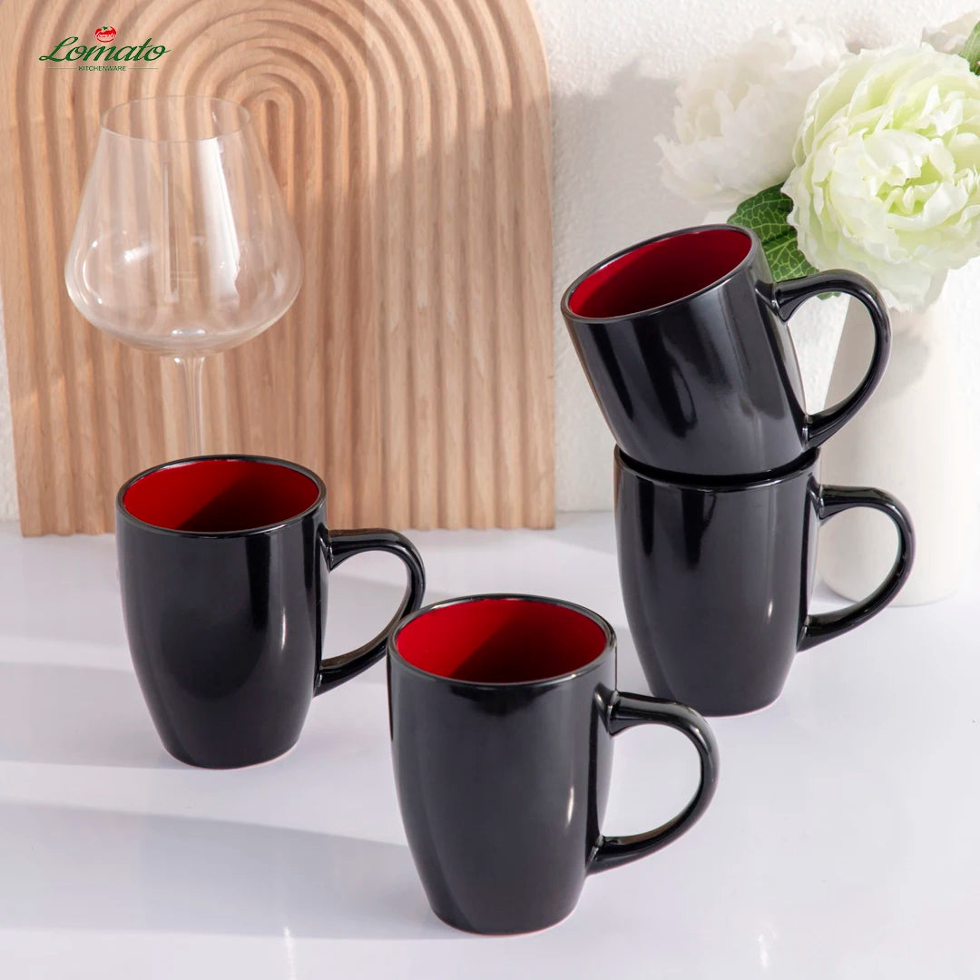 2025 Nordic Modern China Crokery Irregular 16 Pcs Glossy Red Black Modern Tableware Stoneware Ceramic Dinner Dinnerware Set