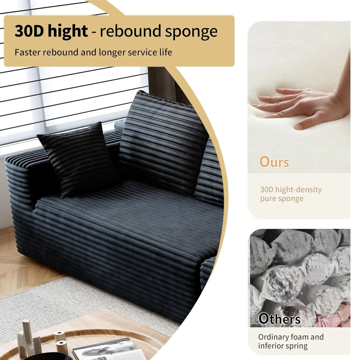 Cloud Style Modular Reclining Sectional Sofa With Fluffy Cushions