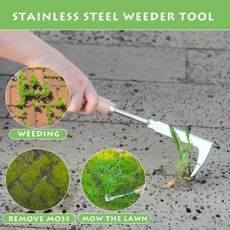 Stainless Steel Gap Weeding Tool L-shaped Garden Weeding Tool Weeding Puller Manual Weeding Tools for Road Cracks and Gardens