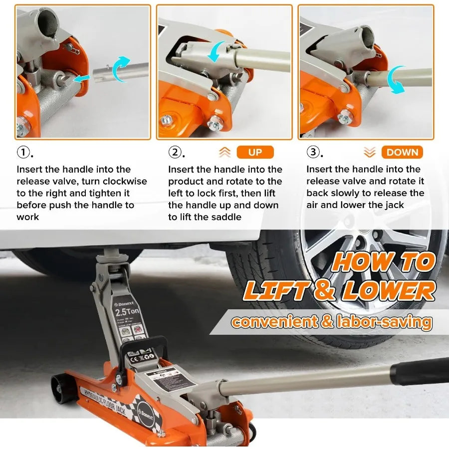Heavy Duty Floor Jack With Steel Construction For Automotive