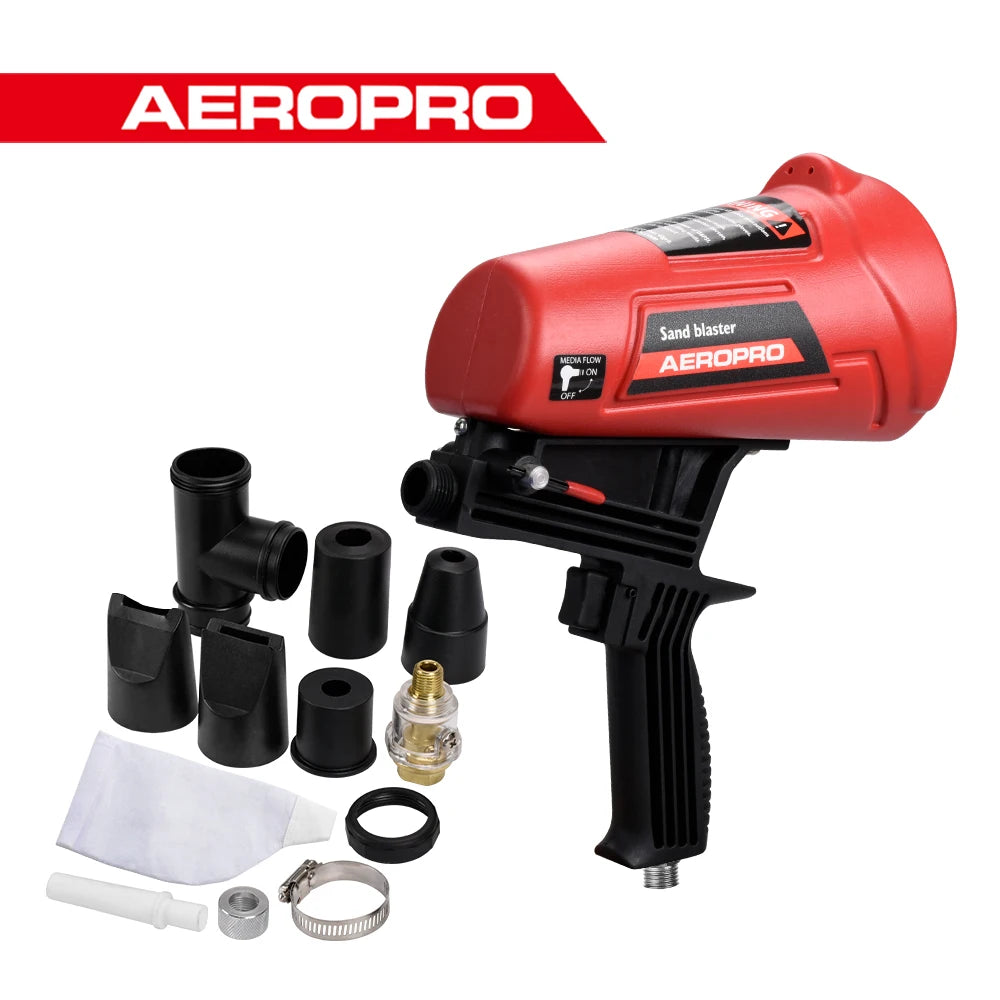 AEROPRO Air Sand Blaster Gun Kit Spray Paint Gun  Machine Handheld Pneumatic Blasting Gun For Paint Removal, Metal Rust Remover
