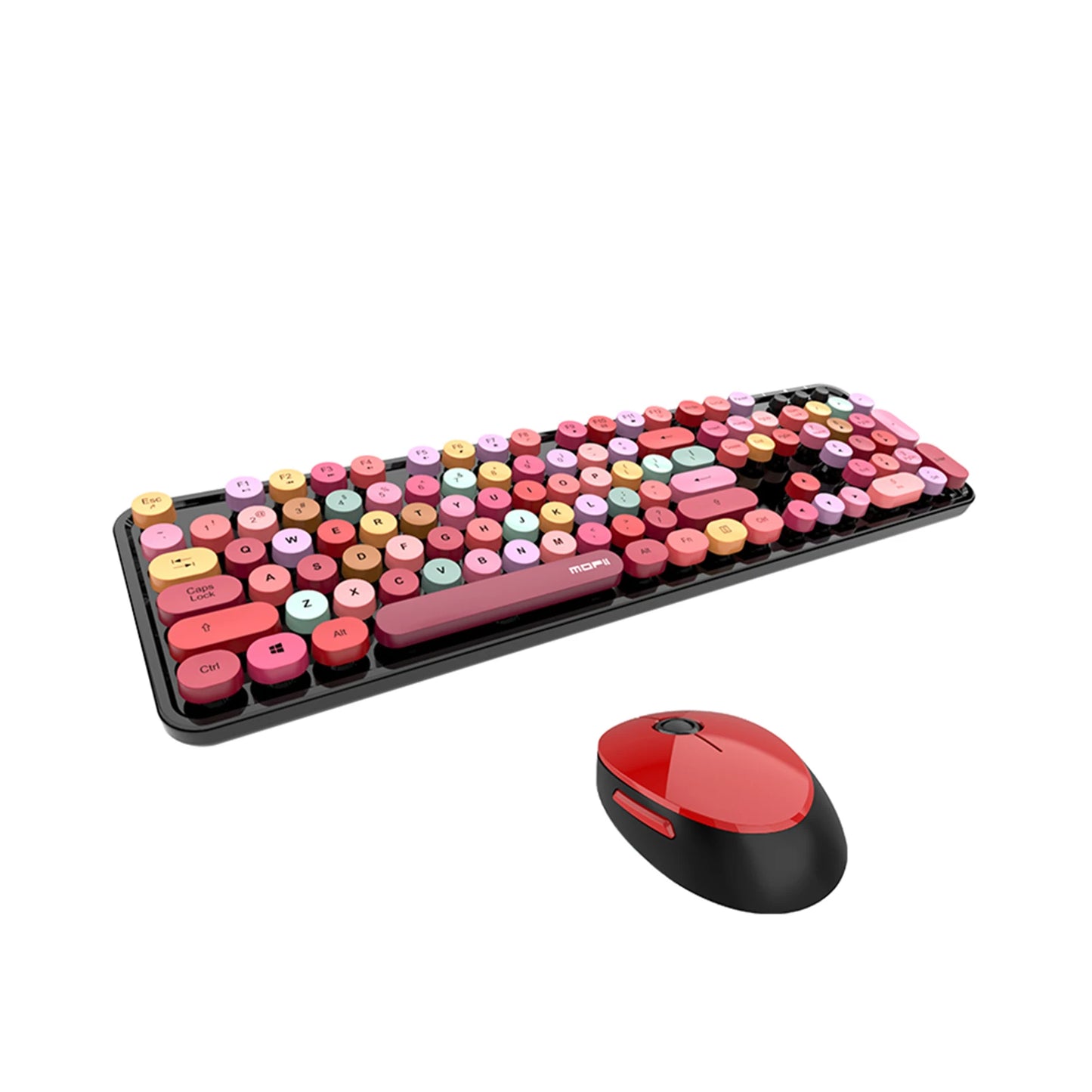 Mofii Sweet Keyboard Mouse Combo Mixed Color 2.4G Wireless Keyboard Mouse Set Circular Suspension Key Cap for PC Laptop Purple