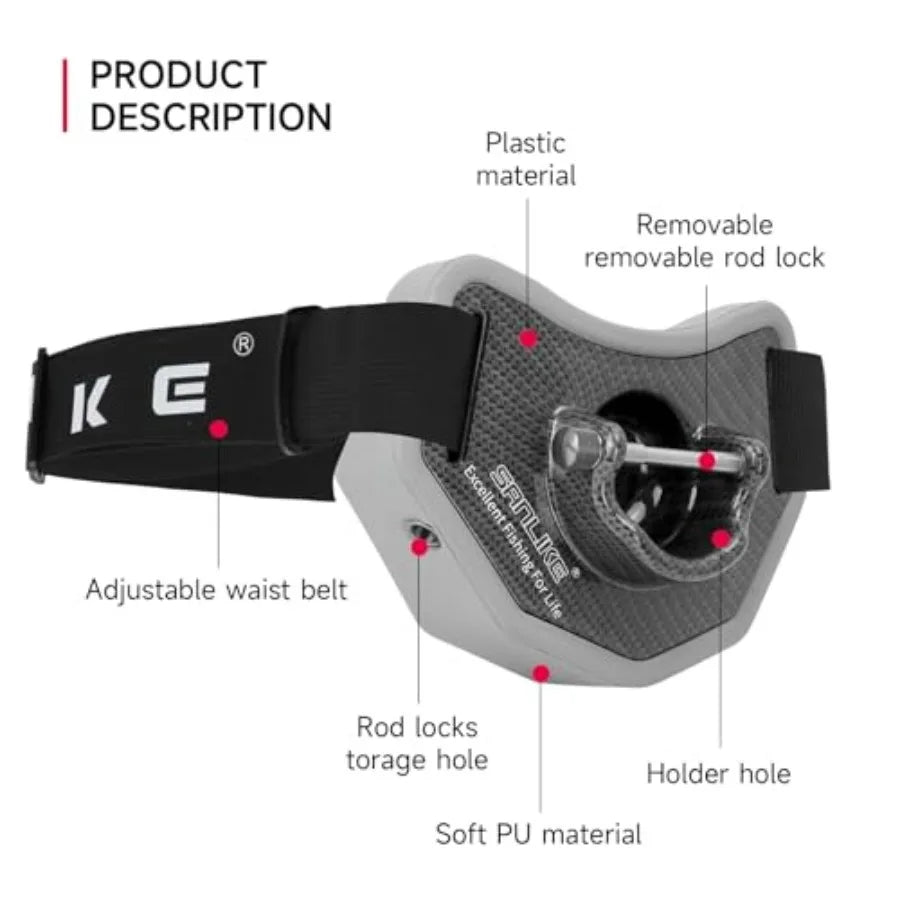 Fishing Belt Rod Holder, Adjustable Fishing Fighting Waist Belt with EVA Padded Plastic Material Fishing Belt, 360 Degree Adjus