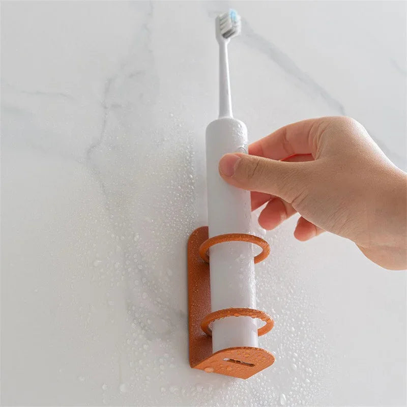 Traceless Wall-Mounted Electric Toothbrush Holder Punch-free Razor Circular Holders Storage Shelf bathroom Toothbrush Organizer