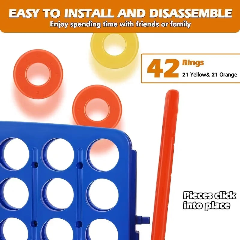 Enormous 4In A Row Game - 4In A Row Game, Height Adjustable Enormous 4-To-Score Game - Indoor/Outdoor Connect Game Set with Quick Release Slider, Ideal Birthday Gifts for 1+ Years Old Boys & Girls, Puzzle Thinking Online Game