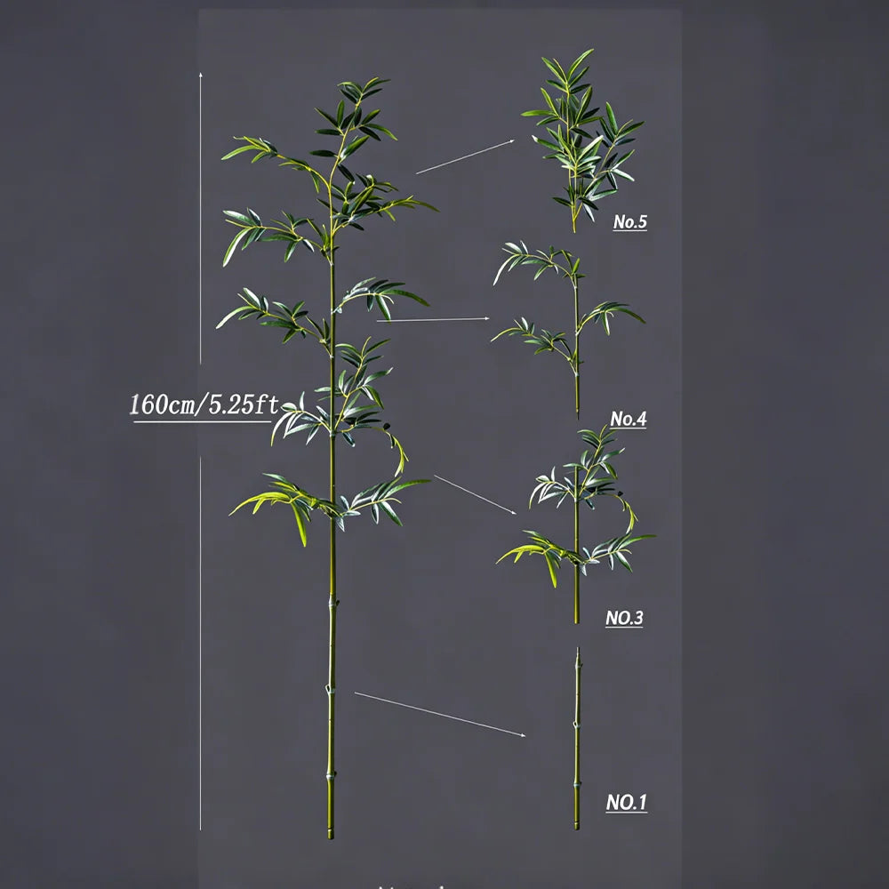 160-270cm Large Artificial Bamboo Tree Fake Palm Plant Faux Fern Bamboo Plants Plastic Bambusa Trees Leaf For Home Garden Decor