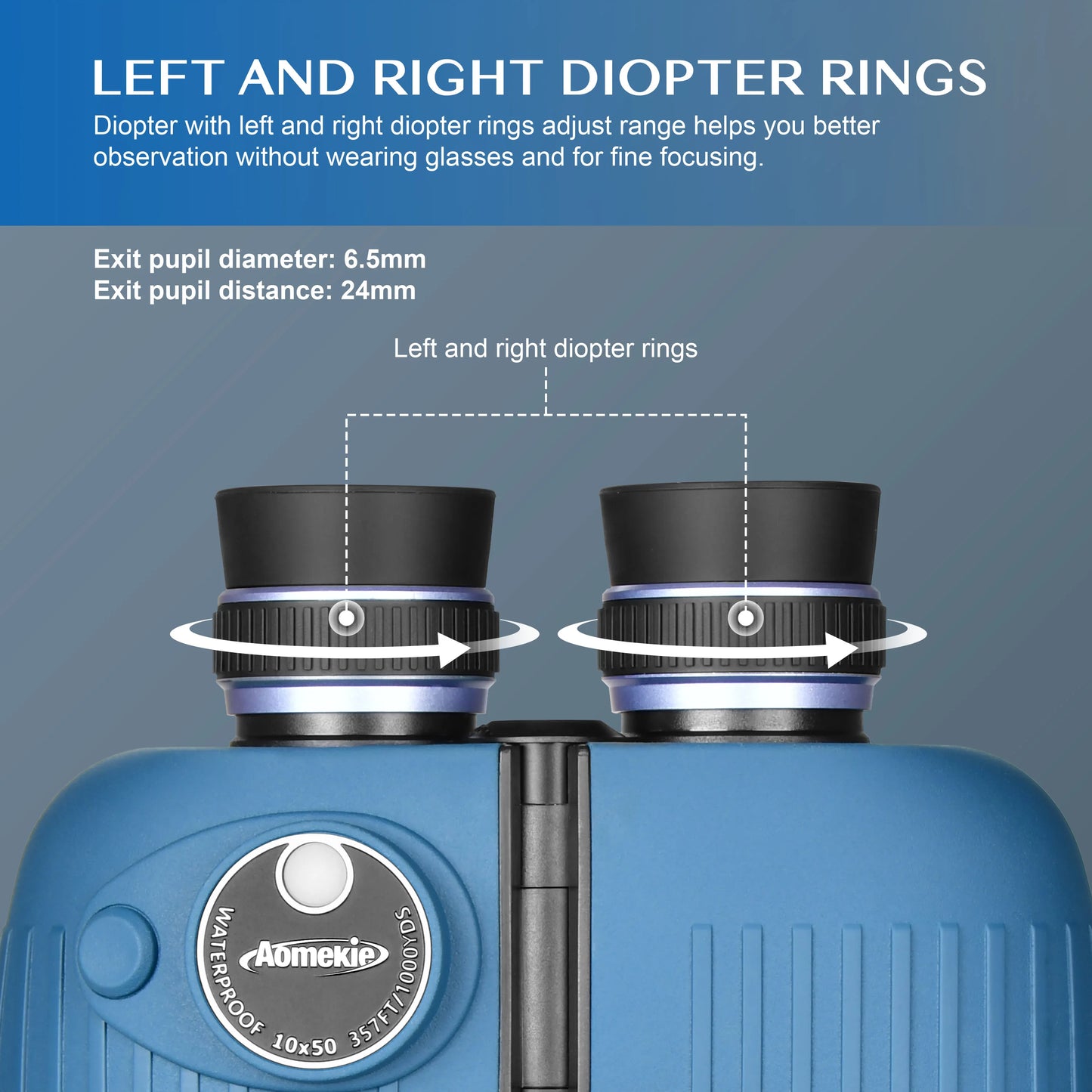 10X50 Marine Waterproof Binoculars for Adults with Illuminated Rangefinder Compass BAK4 IPX7 for Boating Hunting Fishing