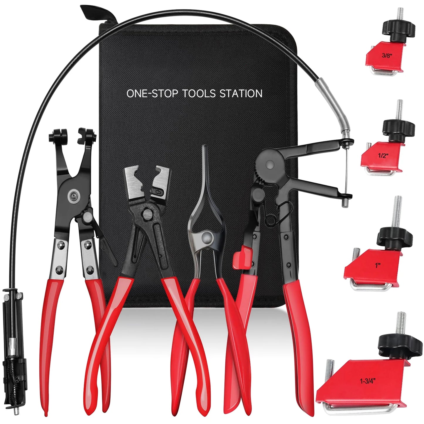 Hose Clamp Pliers Set Long Reach Swivel Jaw Flat Band Plier For Car Truck Fuel Oil Water Pipe Disassembly Auto Motorcycle Tool