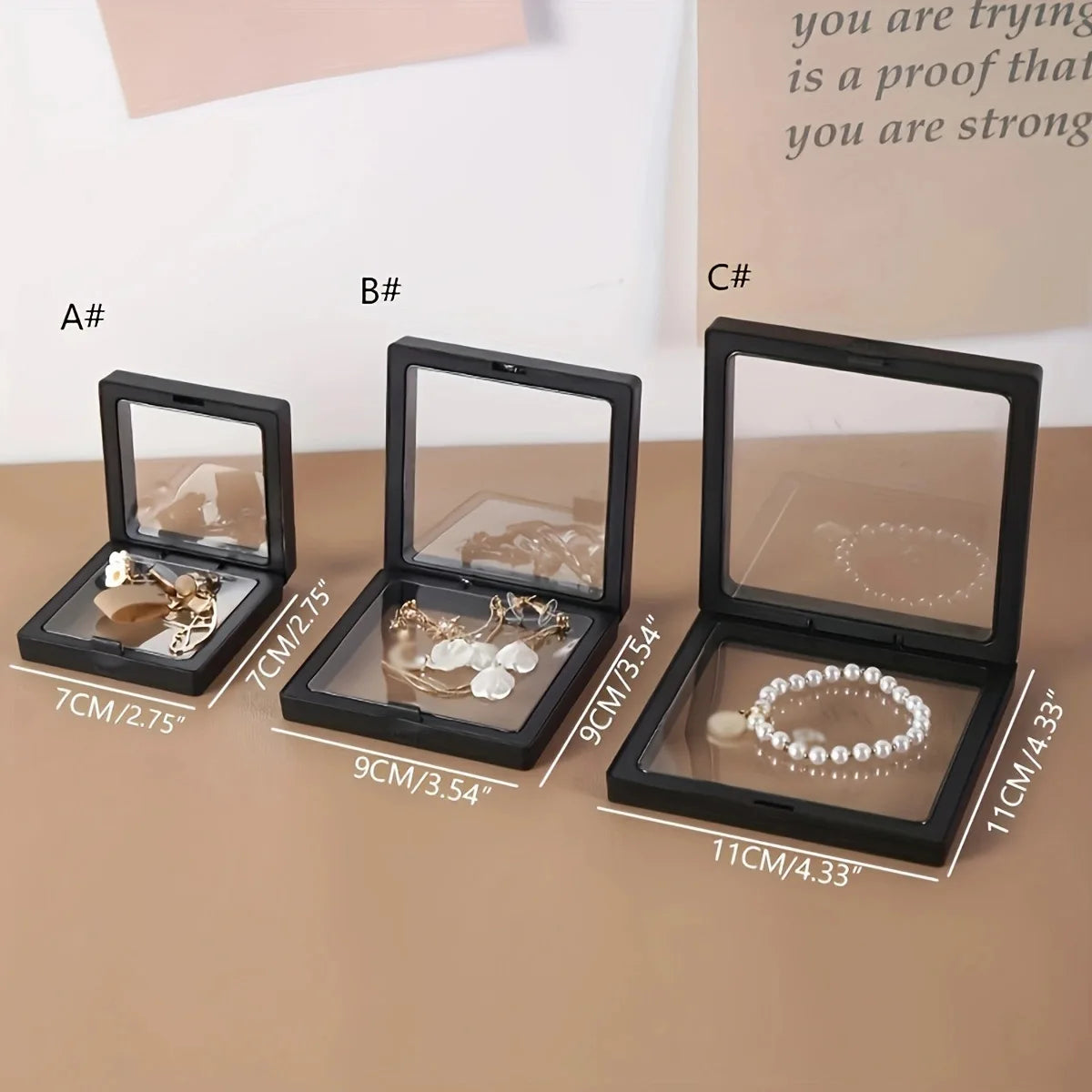 Ten Piece Transparent Floating Jewelry Display Box For Storage