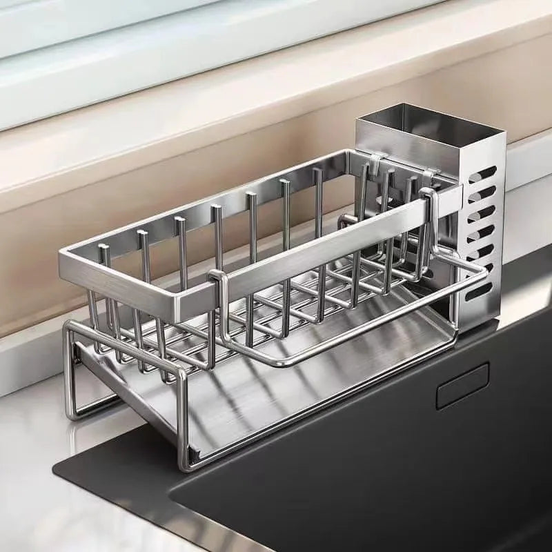 Stainless Steel Sink Organizer Rack For Sponges And Tools
