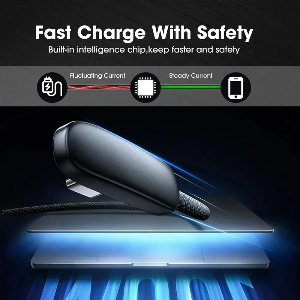 90 Degree USB Type C Cable 100W Quick Charging Data Transfer Cables Portable Right Angle USB-C Wire for IPhone Samsung Xiaomi