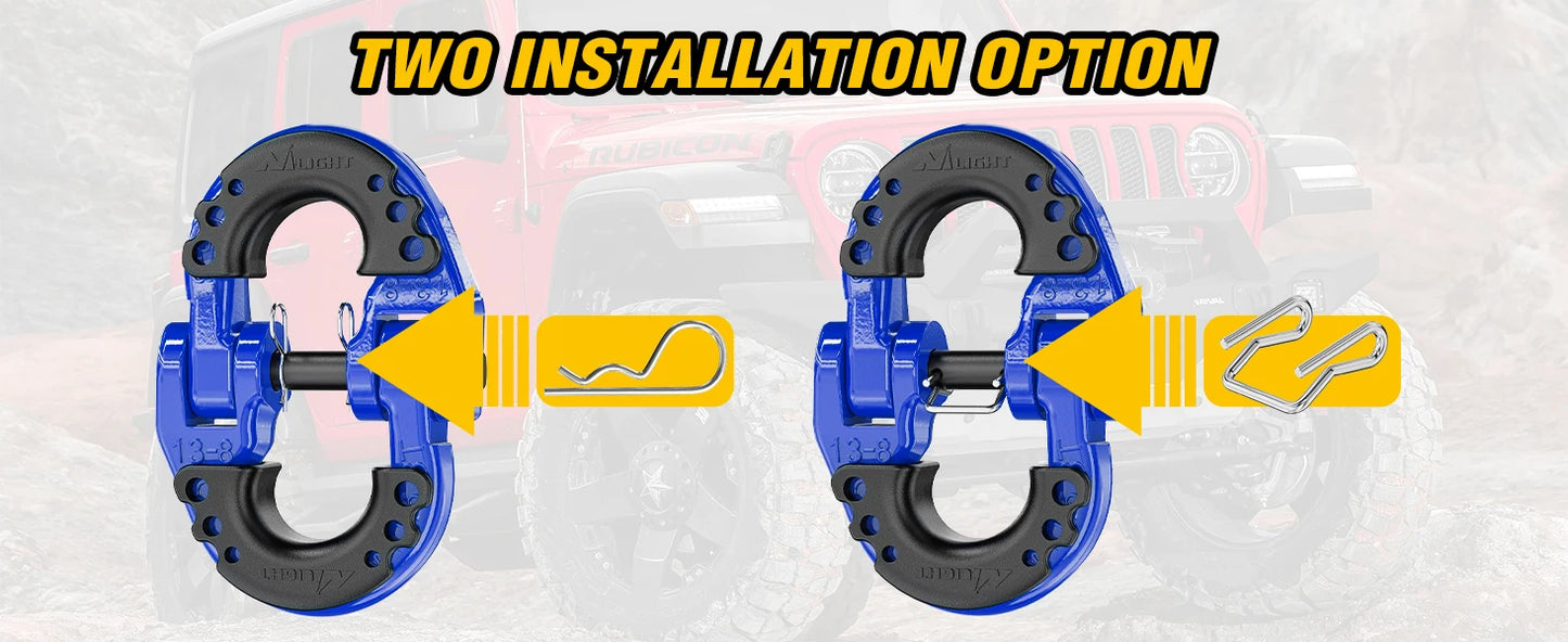 Nilight Safety Chain Connector Link 1/2" Tow Hitch Hammerlock Coupling 2 Pack Forged Steel 12000 lbs Recovery Rope Shackle Red