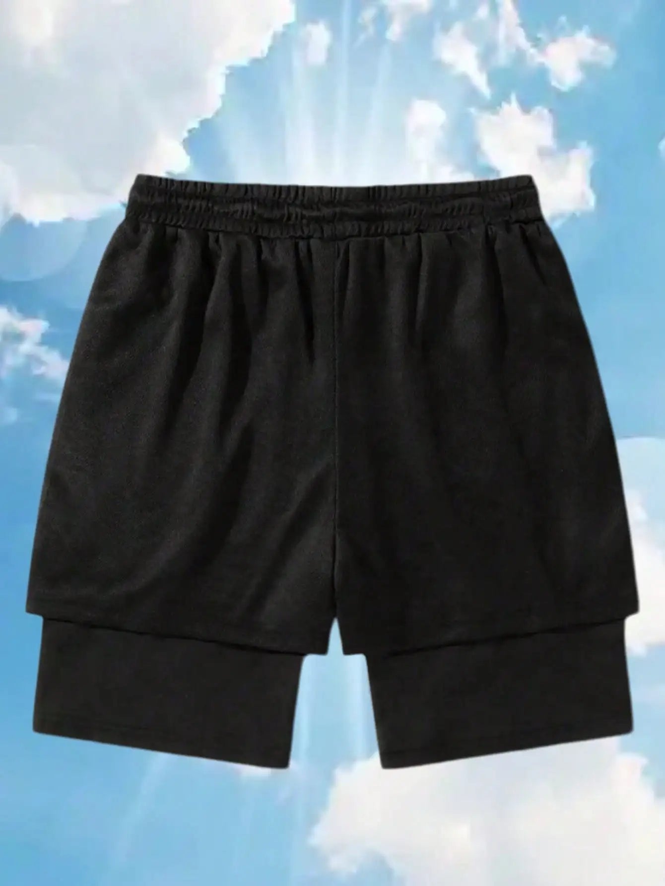 Men's Street Fashion Cross Print Knit Drawstring Shorts,2-In-1 Athletic Shorts Perfect For Gym Basketball Beach Outings
