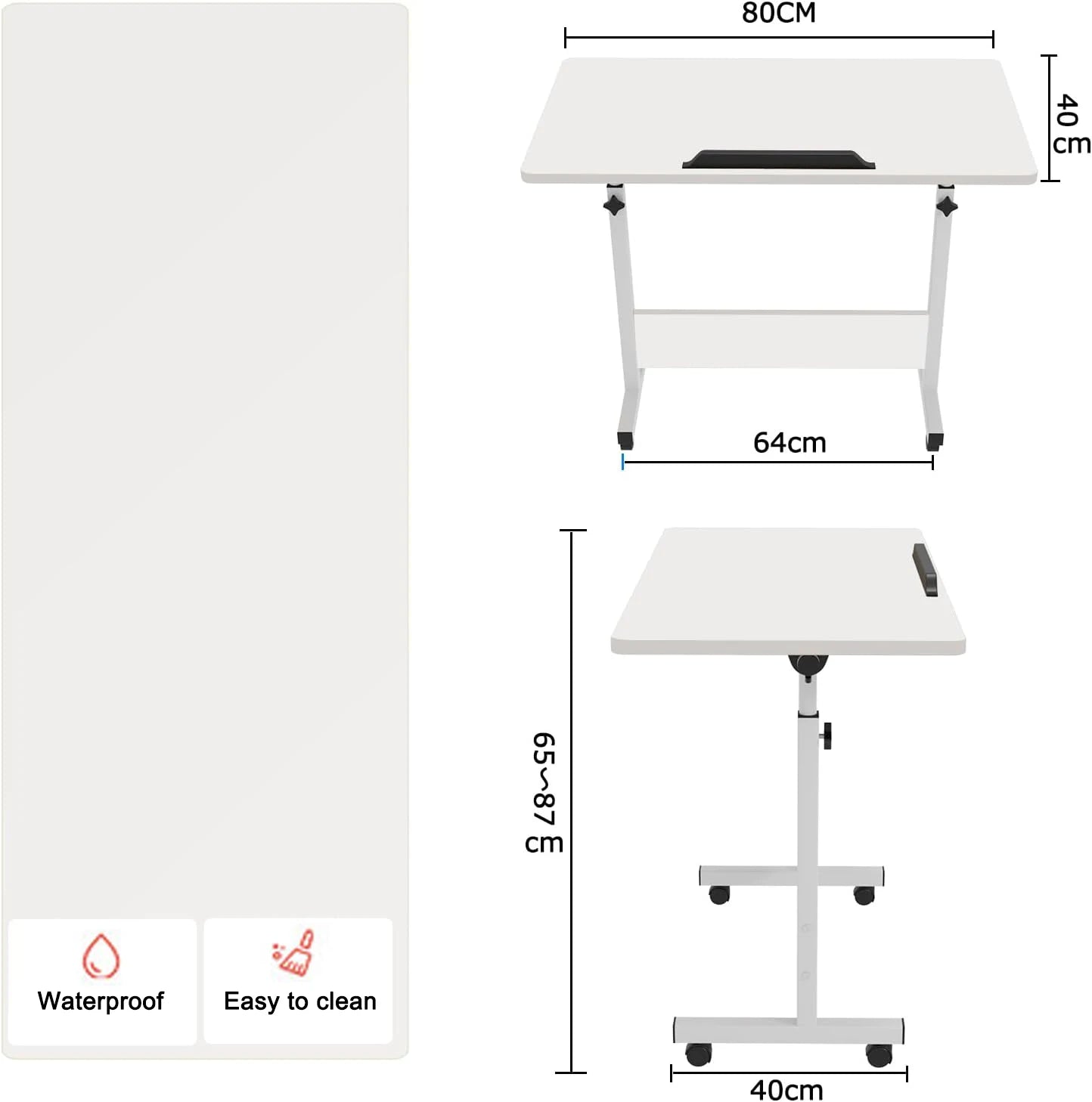 Rolling Desk Adjustable Height Portable Laptop Cart Small