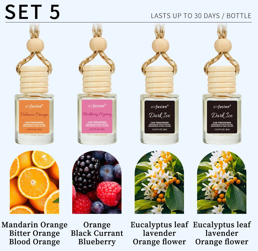 4 Pack Hanging Car Air Freshener & Diffuser | 120-Day Long-Lasting Fragrance | 17 Fragrances All Ages