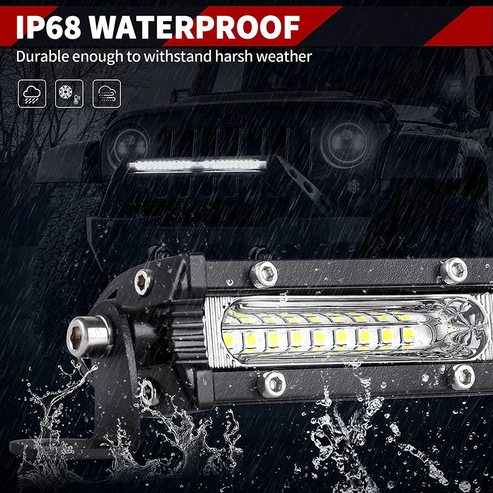 6000K 20In Square Ultra Slim LED Work Light Bar, High-Intensity 180W 12V 24V Offroad LED Light Bar for Tractor Boat Trucks ATV